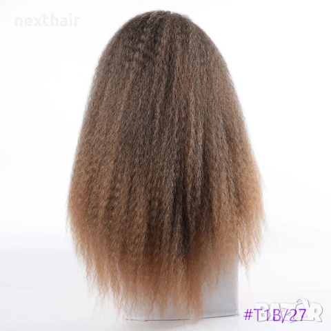 Kinky къдрава обемна омбре кафява перука на път с по-светли краища , снимка 5 - Аксесоари за коса - 51228057