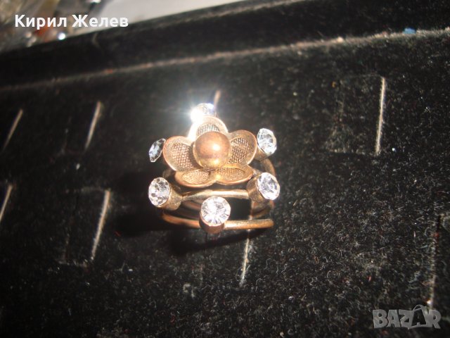 МЕДЕН ФЛОРАЛЕН РЕТРО АРТ КРИСТАЛЕН ПРЪСТЕН с ЦИРКОНИ 10514, снимка 5 - Пръстени - 32318506