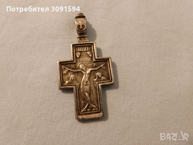 Сребърен кръст с оксидация – светлина и закрила размер 4,см -3грама, снимка 3 - Антикварни и старинни предмети - 53013417