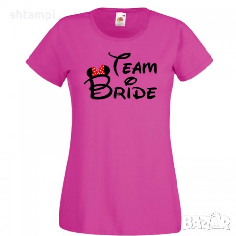 Дамска тениска за моминско парти ОТБОР БУЛКА Team Bride Disney 01, снимка 2 - Тениски - 33018502