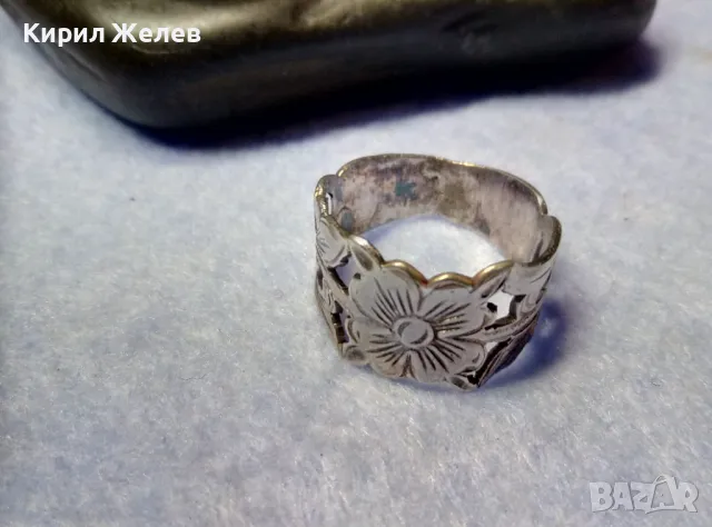 СТАРИНЕН РЪЧНО ФЛОРАЛНО ОРНАМЕНТИРАН СРЕБЪРЕН ПРЪСТЕН ВИСОКА ПРОБА СРЕБРО МАЙСТОРСКА РАБОТА 50066, снимка 14 - Антикварни и старинни предмети - 50335652