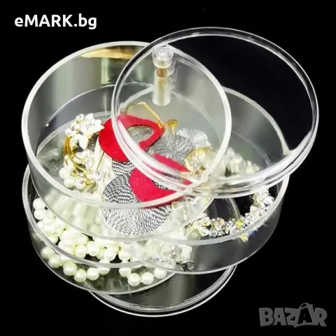 Въртящ се органайзер за бижута с три позиции за съхранение, снимка 1