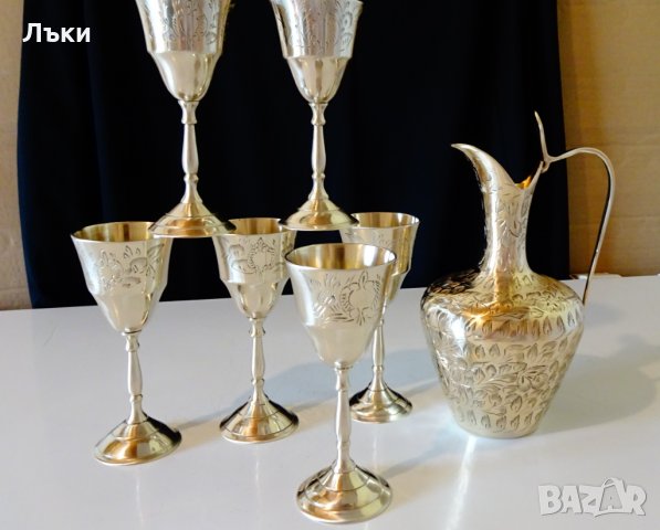 Бронзови чаши за ракия,гравирани,барок. , снимка 8 - Антикварни и старинни предмети - 32667080