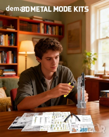 Метален 3D пъзел Piececool "Звезден кораб - ракета", модел за сглобяване, ниво на трудност 3, снимка 7 - Пъзели - 53281476