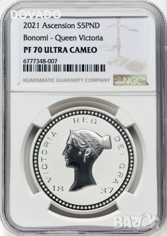 2022 Queen Victoria (Bonomi) - Ascension Island - £5 - NGC PF70 - Сребърна Възпоменателна Монета GB