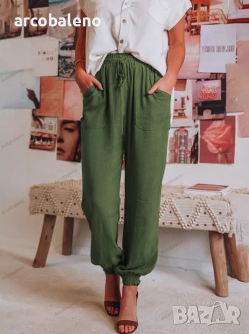 Дамски ежедневни панталони с шнурове с джоб, 5цвята, снимка 12 - Панталони - 40759609