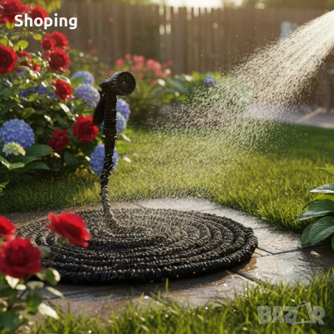 Гъвкав разтеглив градински маркуч 30м – Пълен комплект с пистолет (7 функции) и конектори, снимка 15 - Градински инструменти - 53387280