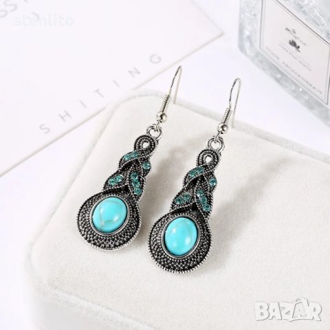 Комплект бижута тибетски сребърен тюркоаз, снимка 5 - Бижутерийни комплекти - 43128448