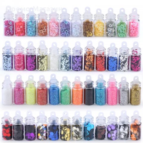 Комплект 48 бутилки за АРТ маникюр и декорация., снимка 2 - Продукти за маникюр - 33410496