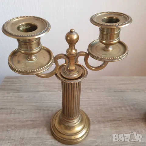Комплект от два бронзови свещника, снимка 5 - Други ценни предмети - 49239113