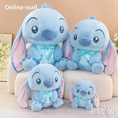 Плюшена играчка Стич Син, 30 см, Плюшен Стич с панделка, снимка 3 - Плюшени играчки - 51247167