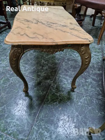 Чудесна много красива антикварна белгийска бронзова масичка с оникс , снимка 5 - Антикварни и старинни предмети - 48867628