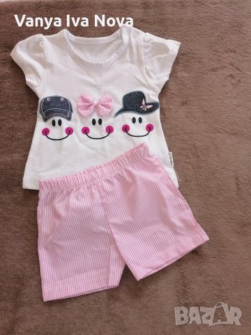 Бебешки лот комплект тениска и панталонки + рокличка, снимка 3 - Комплекти за бебе - 43337048