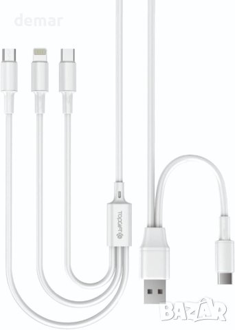 Универсален кабел 3 в 1 за телефони iOS и Android 1,2 м, снимка 1 - USB кабели - 43126337