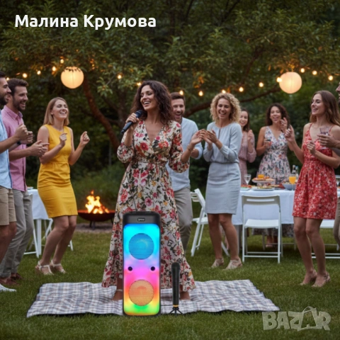 Караоке тонколона – 40W, Bluetooth, с микрофон и дистанционно управление, снимка 2 - Тонколони - 53175112