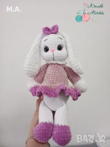 Ръчно плетено плюшено Зайче, снимка 2 - Плюшени играчки - 49801623