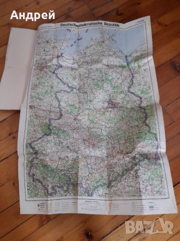 Стара карта ГДР, снимка 3 - Антикварни и старинни предмети - 32401734