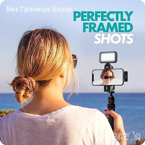 Нов iPhone Влогинг Комплект с Двоен Безжичен Микрофон и LED, снимка 6 - Друга електроника - 43298573