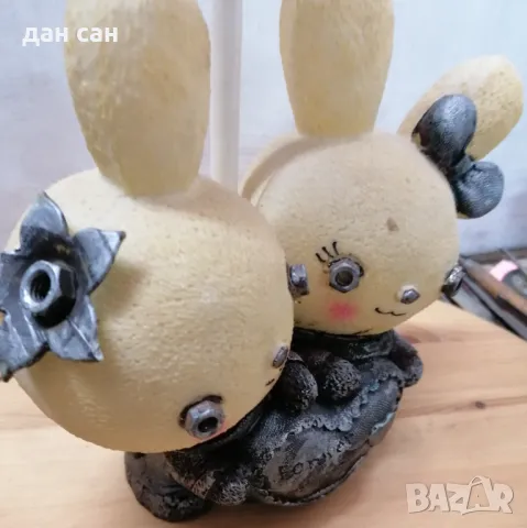 Стийм Пънк лампа с влюбени зайчета уникат , снимка 6 - Настолни лампи - 47693803