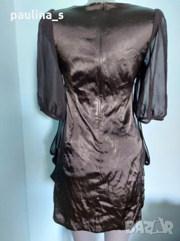 Уникална черна рокля / копринен сатен и органза / "YSL" , снимка 11 - Рокли - 18008668