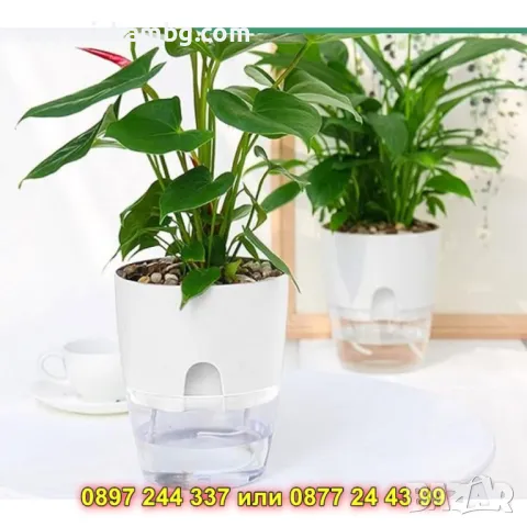 Саксия за цветя с напоителна система ГОЛЯМА - КОД А712, снимка 8 - Саксии и кашпи - 50317098