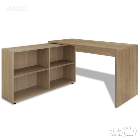 vidaXL Ъглово бюро, 4 рафта, дъб(SKU:243059), снимка 1