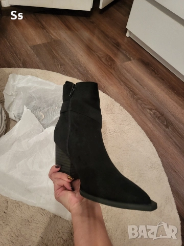 Нови велурени боти на дебел ток, снимка 6 - Дамски боти - 52753427