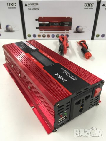 Инвертор на напрежение с дисплей от 12V на 220V с мощност от 2000W, снимка 2 - Аксесоари и консумативи - 26594166