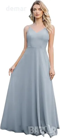 Дамска макси рокля за шаферка MisShow с дантелена линия без ръкави с v-образно деколте и презрамки