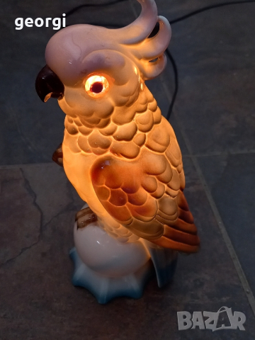 порцеланова нощна лампа папагал, снимка 3 - Настолни лампи - 44909417