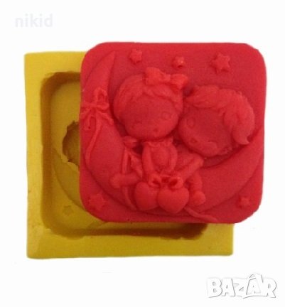 Деца Момиченце момченце на луна силиконов молд форма калъп фондан шоколад гипс сапун, снимка 2 - Форми - 36816690