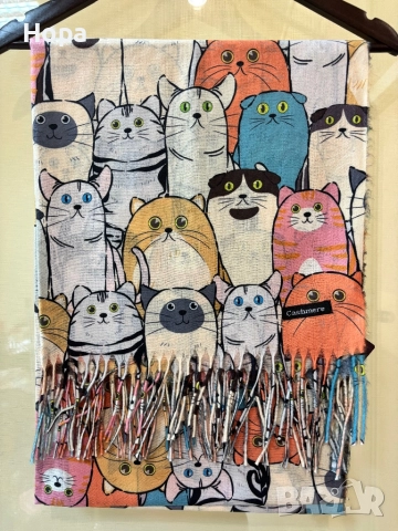 Шал Кашмир с Котки , снимка 6 - Шапки - 20048160