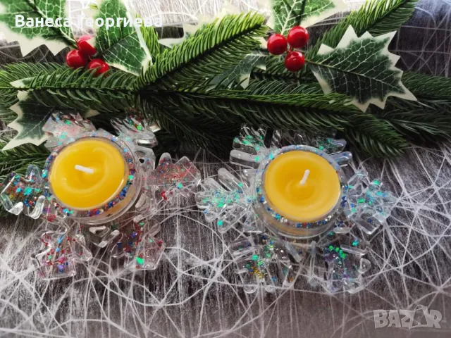 Коледни свещници от епоксидна смола, снимка 2 - Декорация за дома - 48413539