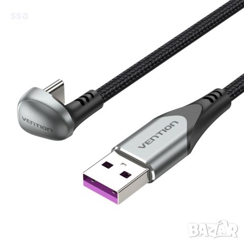 Vention Кабел USB 3.1 Type-C / USB 2.0 AM - 1.5M Black U-Shaped, Aluminum Alloy 5A - COHHG, снимка 7 - USB кабели - 43467776