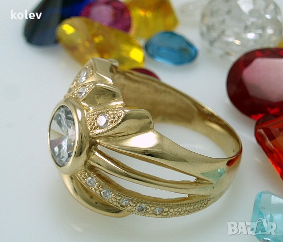 Продаден!златен пръстен с цирконии -Паула- 7.22 грама/ размер №57, снимка 4 - Пръстени - 28223268