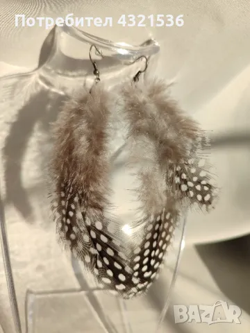 Обеци с пера , снимка 2 - Обеци - 48278991