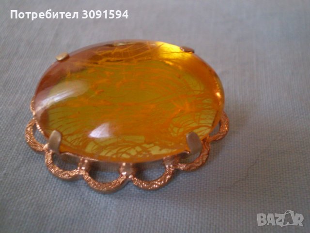 РЕТРО БРОШКА ВИНТИДЖ БИЖУ ТОПЕН  КЕХЛИБАР СССР, снимка 9 - Антикварни и старинни предмети - 36847429