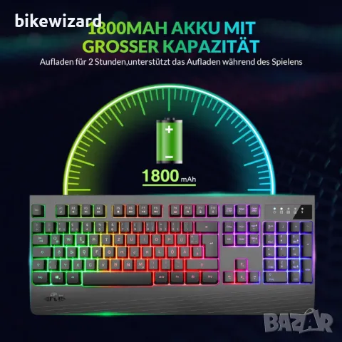 Rii Gaming Keyboard Wireless светеща презареждаща батерия НОВА, снимка 4 - Клавиатури и мишки - 49857625