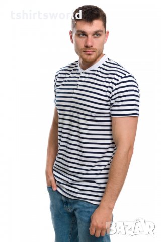 Нова мъжка моряшка блуза на райе с копчета, снимка 5 - Тениски - 30312694