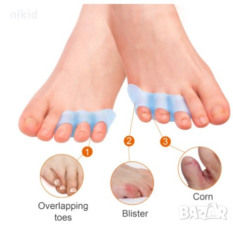 чифт силиконови шини фиксатор ортеза ортези за 3 крайни пръста за изправяне криви пръсти болки, снимка 2 - Други - 32691094