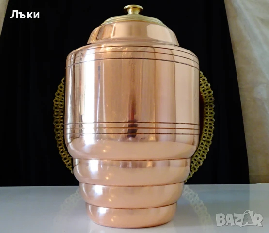 Медна делва,урна,меден съд с капак 2 литра. , снимка 4 - Антикварни и старинни предмети - 51387941