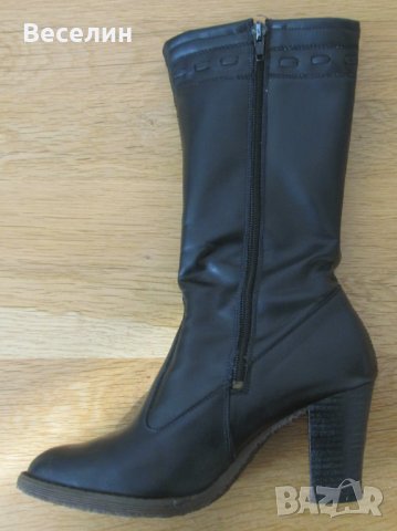 Дамски Кожени Ботуши Черни Зимни Обувки Женски Боти Мода Кожа, снимка 9 - Дамски ботуши - 43412148