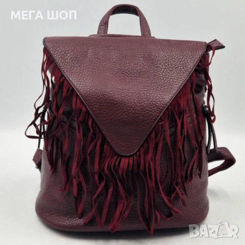 Дамска раница от еко к. с ресни – бохо стил, удобство и обем (36×30×16 см), снимка 6 - Раници - 52643484