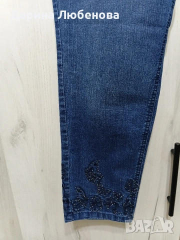 Еластични дънки с мъниста , снимка 4 - Дънки - 53197456