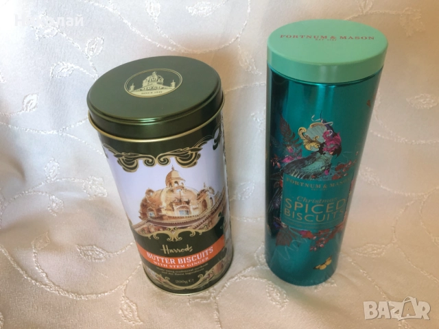 Метални кутии за бисквити Harrods и Fortnum & Mason, нови, празни, подходящи за колекция и декорация, снимка 2 - Колекции - 52262715