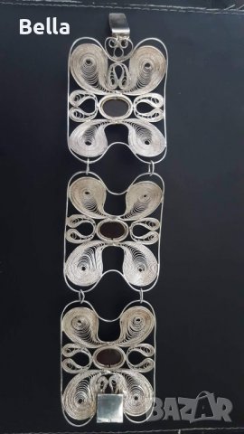 сребърна гривна Филигран с кехлибари, снимка 6 - Антикварни и старинни предмети - 37791490