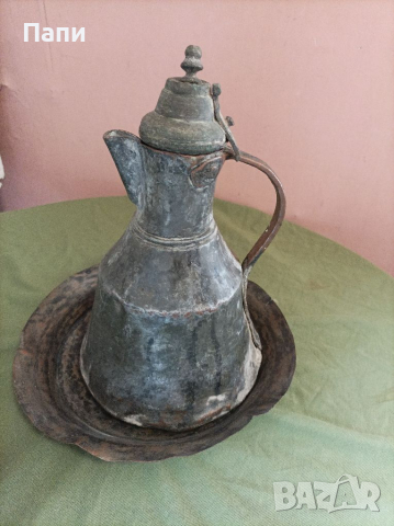 Стар,меден ибрик+медна купа, снимка 4 - Антикварни и старинни предмети - 36420350