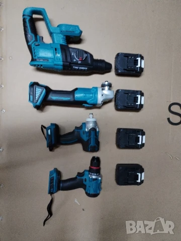 Безчеткови акумулаторни машини 4 в 1 винтоверт гайковерт ъглошлайф перфоратор с четири батерии ., снимка 4 - Други инструменти - 51357395