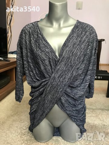 Сива асиметрична блуза, снимка 1 - Блузи с дълъг ръкав и пуловери - 38037205