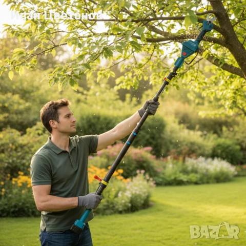 Акумулаторна лозарска ножица KraftRoyal 36V 8Ah с телескопичен прът до 2.7м